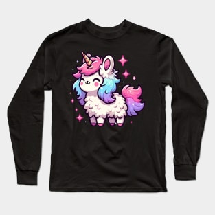 Kawaii rainbow llamacorn unicorn llama Long Sleeve T-Shirt